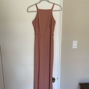 David’s Bridal Chiffon High-Neck Maxi dress in Desert Coral, size 0